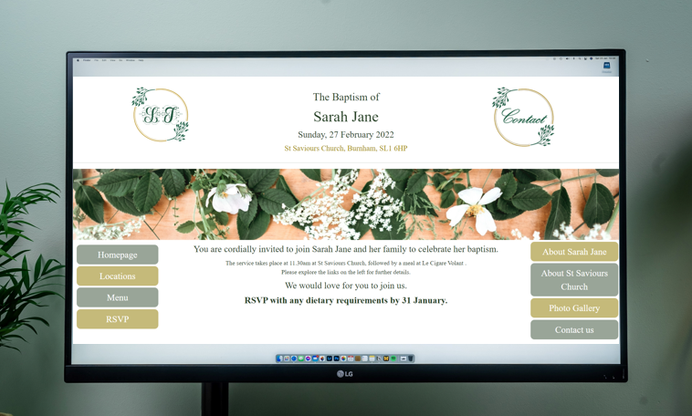 baptism website template screenshot